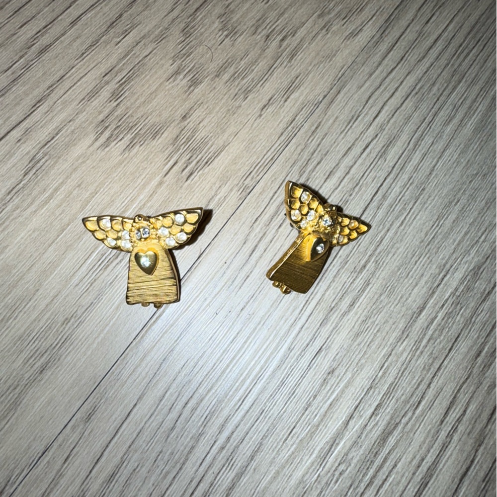 Gold Angel Wing Stud Earrings